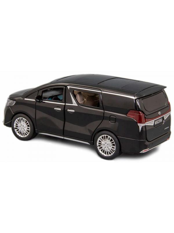 Металлическая машинка XLG 1:24 «Минивэн Lexus LM300h» 20 см. M929М инерционная, свет, звук / Черно-серый