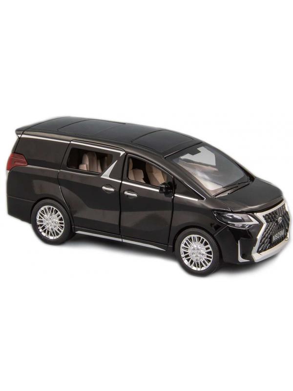 Металлическая машинка XLG 1:24 «Минивэн Lexus LM300h» 20 см. M929М инерционная, свет, звук / Черно-серый