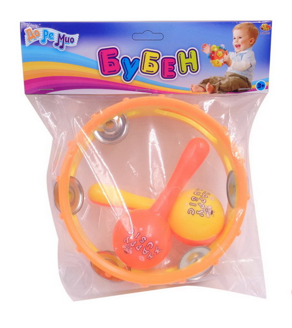 Музыкальная игрушка ABtoys ДоРеМио в наборе бубен и маракасы, в пакете, 15x24x5