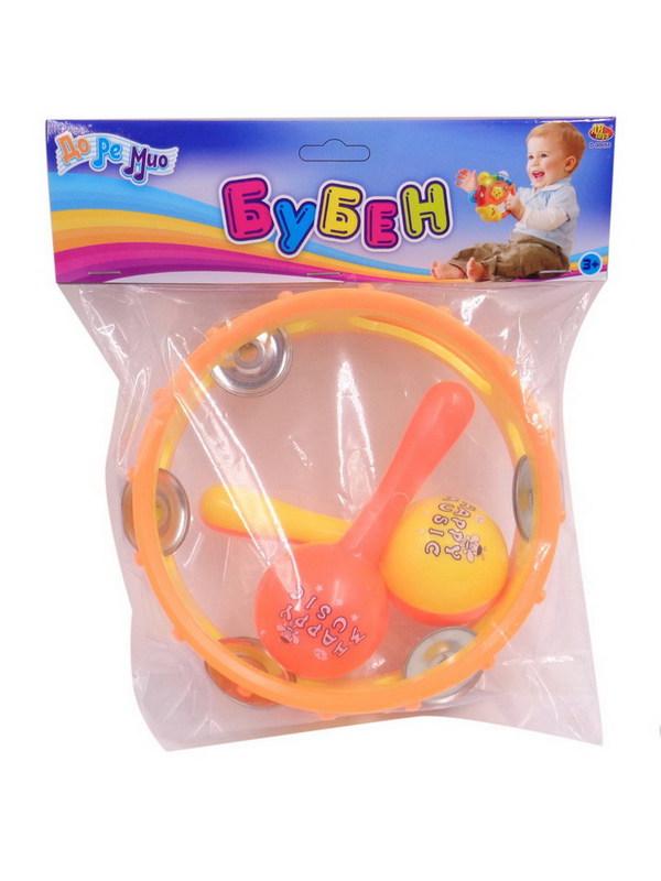 Музыкальная игрушка ABtoys ДоРеМио в наборе бубен и маракасы, в пакете, 15x24x5