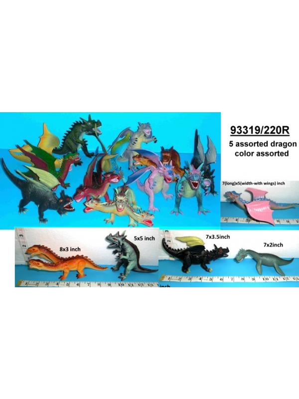 Фигурки разнообразных драконов 220R 12-17 см / 5 шт.