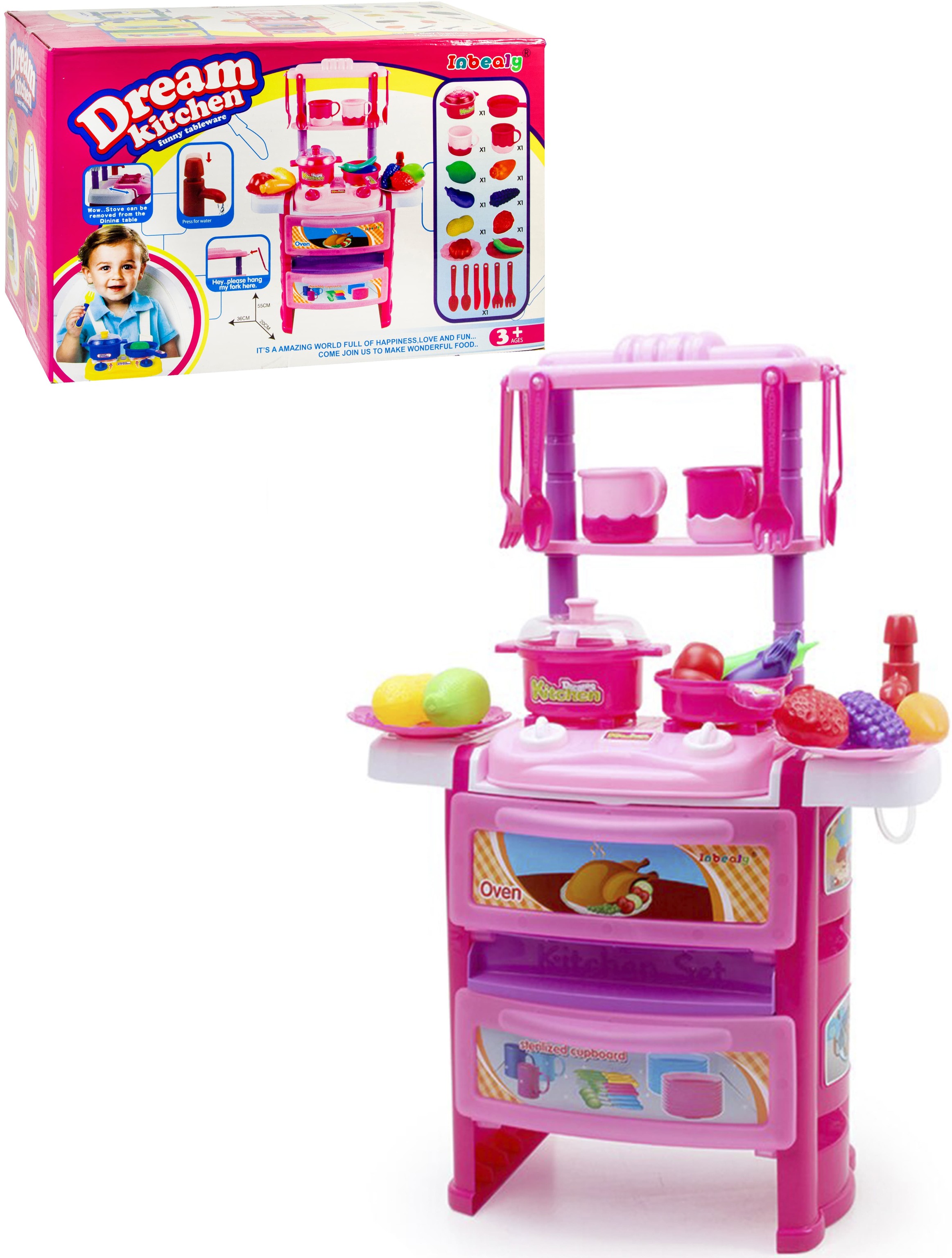 Игровой набор Inbealy «‎Dream kitchen» 768-2, свет, звук / Розовый