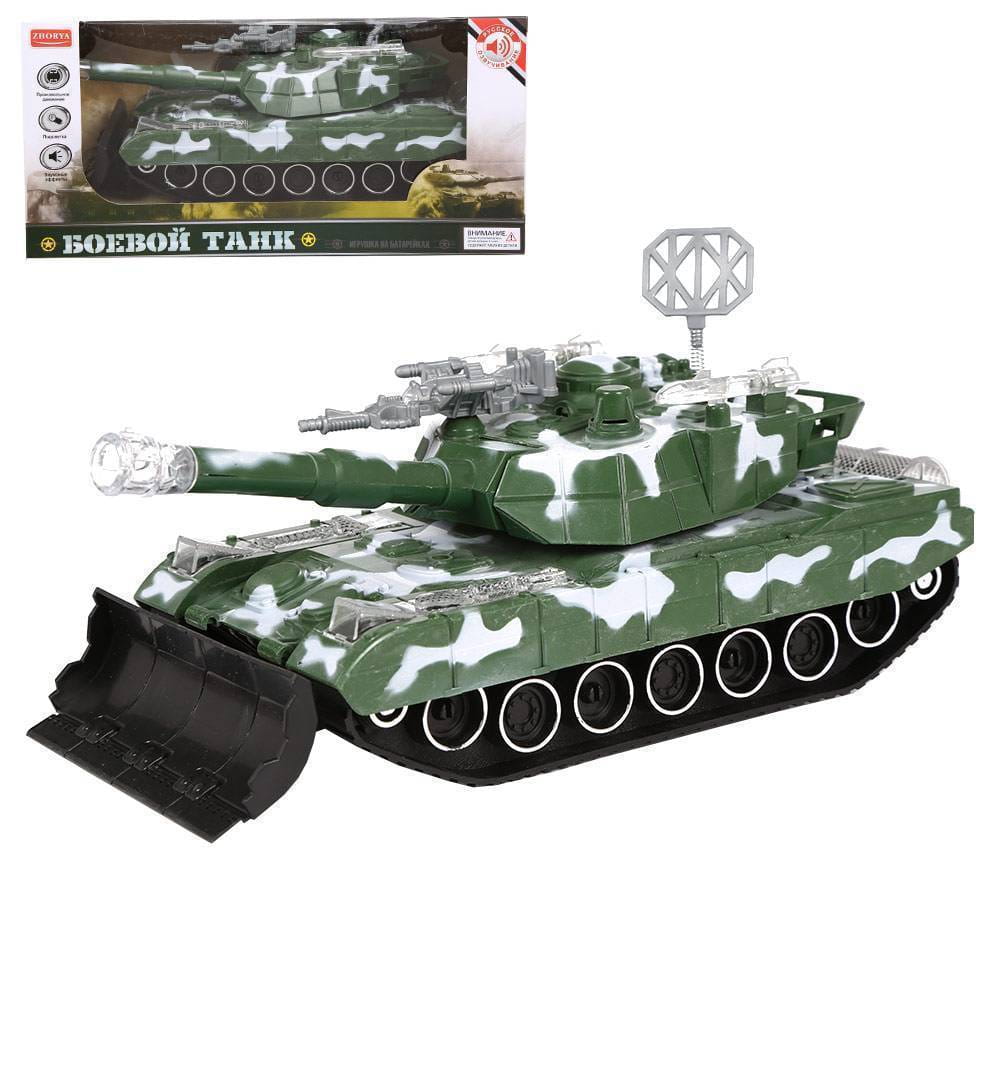 Боевой танк Zhorya со звуковыми и световыми эффектами на батарейках с солдатиками ZYA-A1477-1 / микс