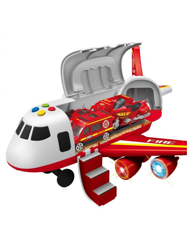 Игрушечный самолет с машинками 1:64 «Fire» 660-A309 / дым, звук, свет