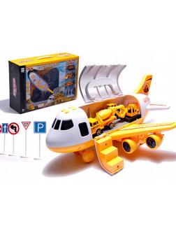 Игрушечный самолет с машинками 1:64 «Engineering» 660-A314 / дым, звук, свет