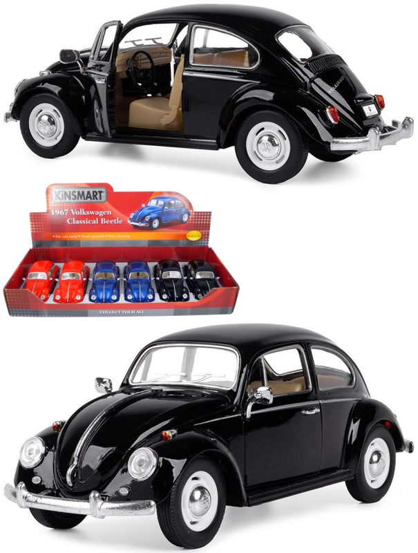 Металлическая машинка Kinsmart 1:24 «1967 Volkswagen Classical Beetle» KT7002D инерционная / Черный