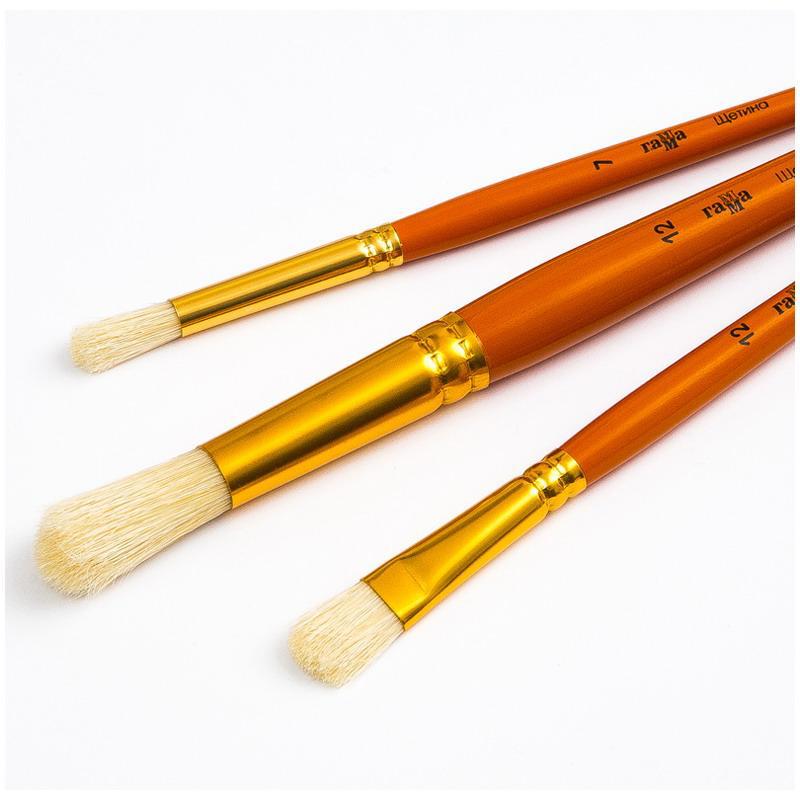 Кисти Гамма Классические набор 3шт., щетина, круглые 7,12, плоская 12