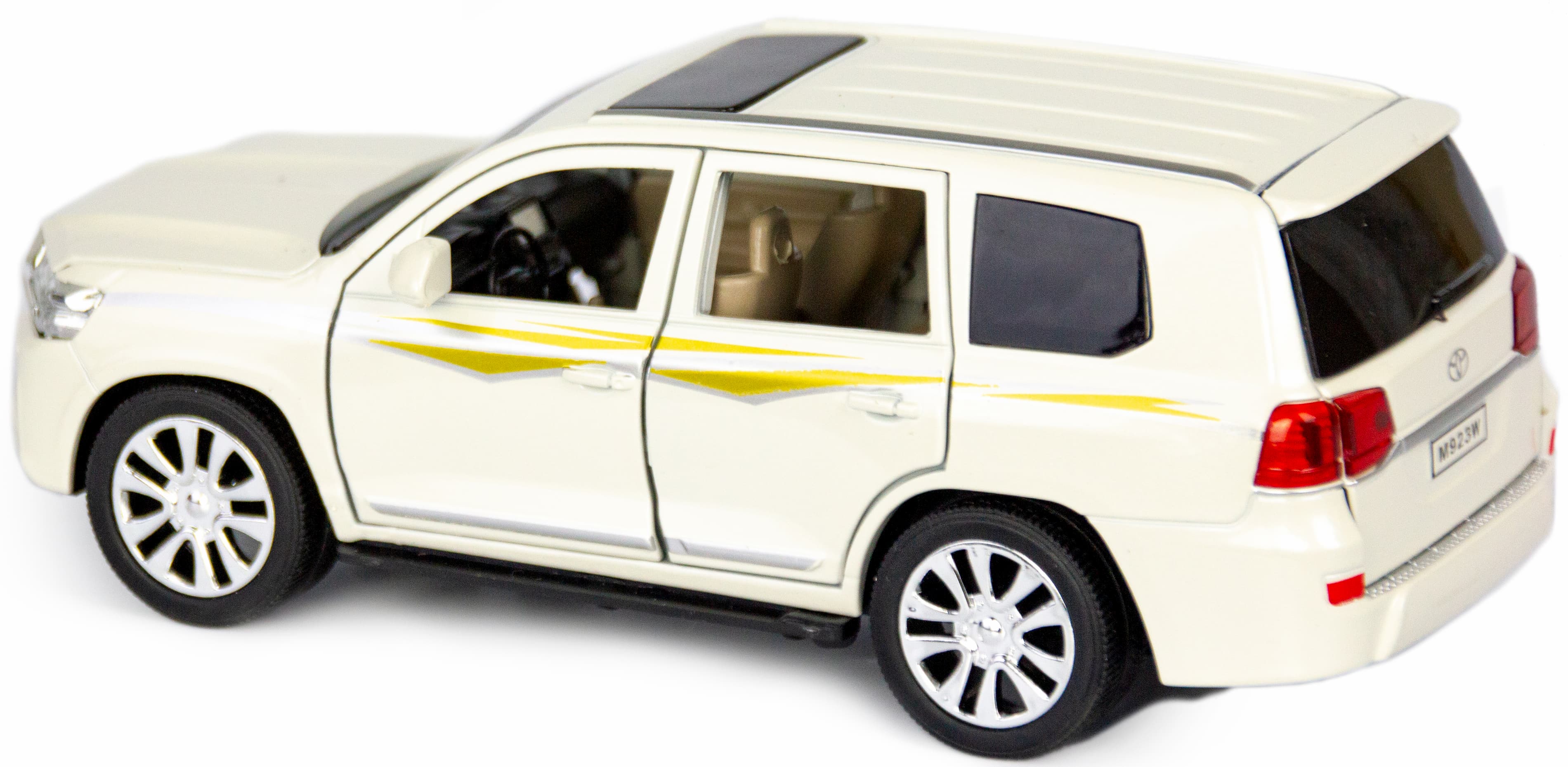 Металлическая машинка XLG 1:24 «Toyota Land Cruiser 200» 20 см. M923W-1 инерционная, свет, звук в коробке / Белый