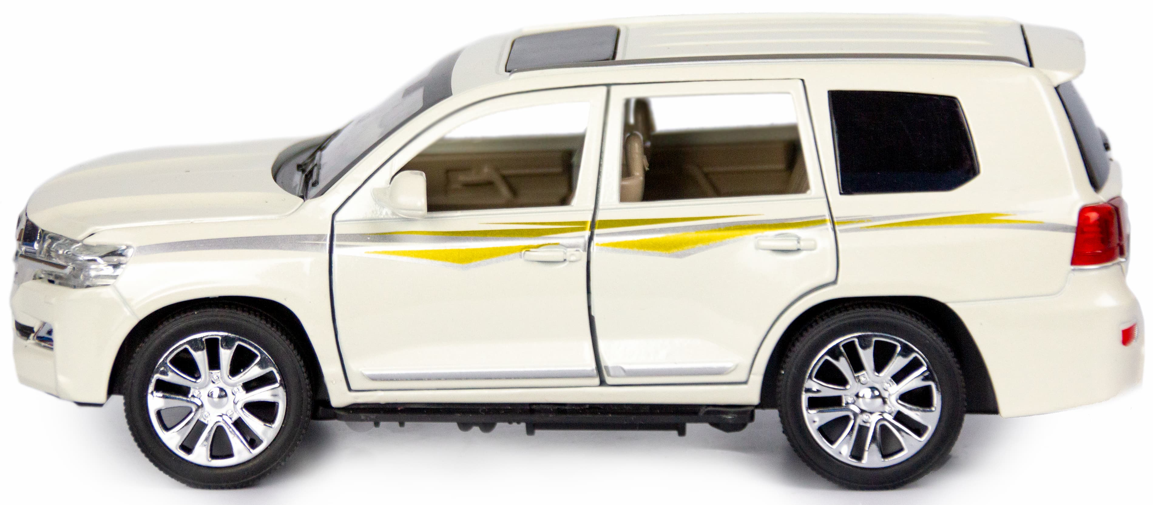 Металлическая машинка XLG 1:24 «Toyota Land Cruiser 200» 20 см. M923W-1 инерционная, свет, звук в коробке / Белый