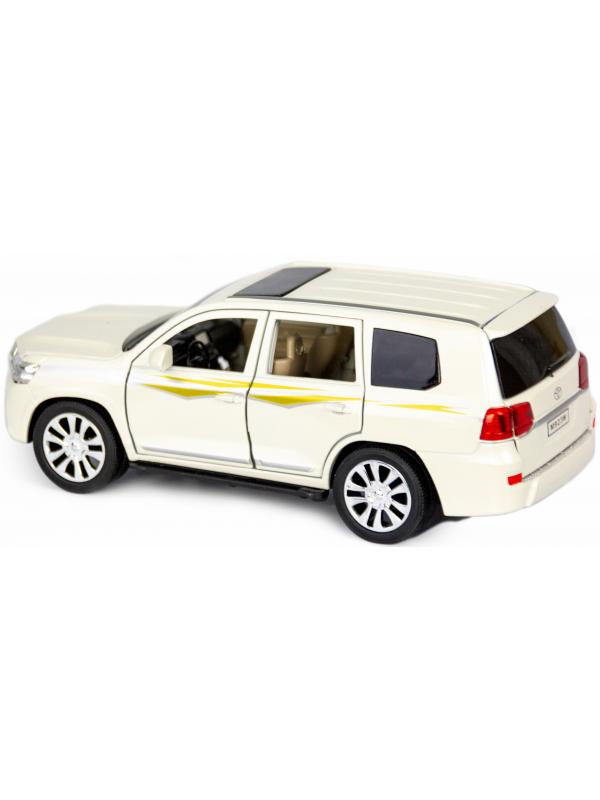 Металлическая машинка XLG 1:24 «Toyota Land Cruiser 200» 20 см. M923W-1 инерционная, свет, звук в коробке / Белый