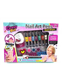 Детский маникюрный набор для девочек с сушкой «Nail Art Pens» 18283A / Crazy girl