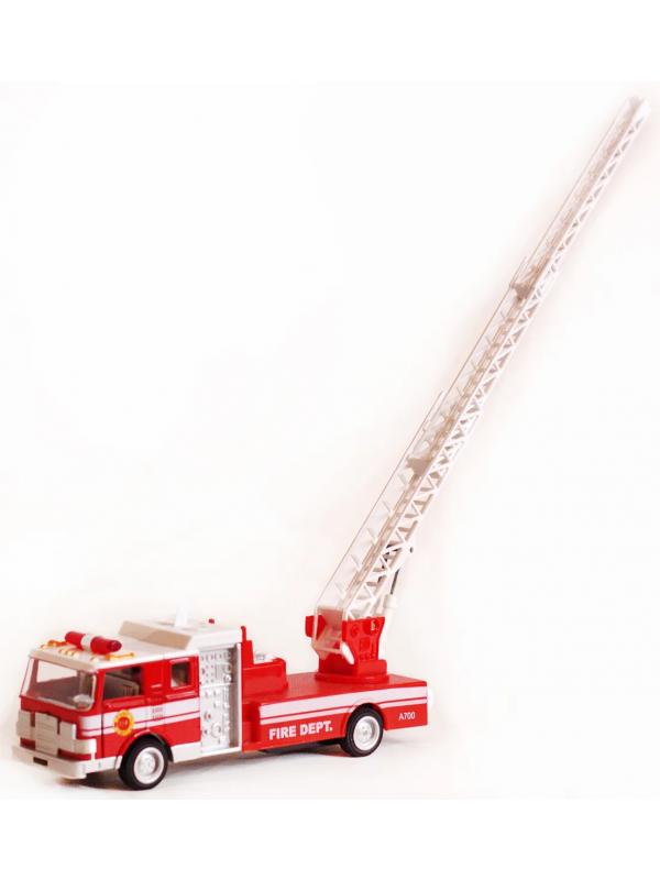 Металлическая машинка 1:24 «Пожарная служба» 7000SL с выдвижной лестницей, свет, звук