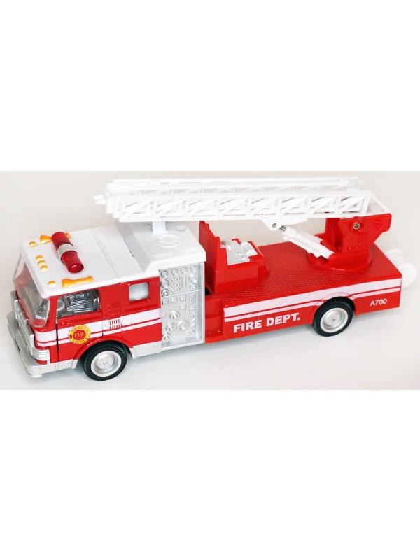 Металлическая машинка 1:24 «Пожарная служба» 7000SL с выдвижной лестницей, свет, звук