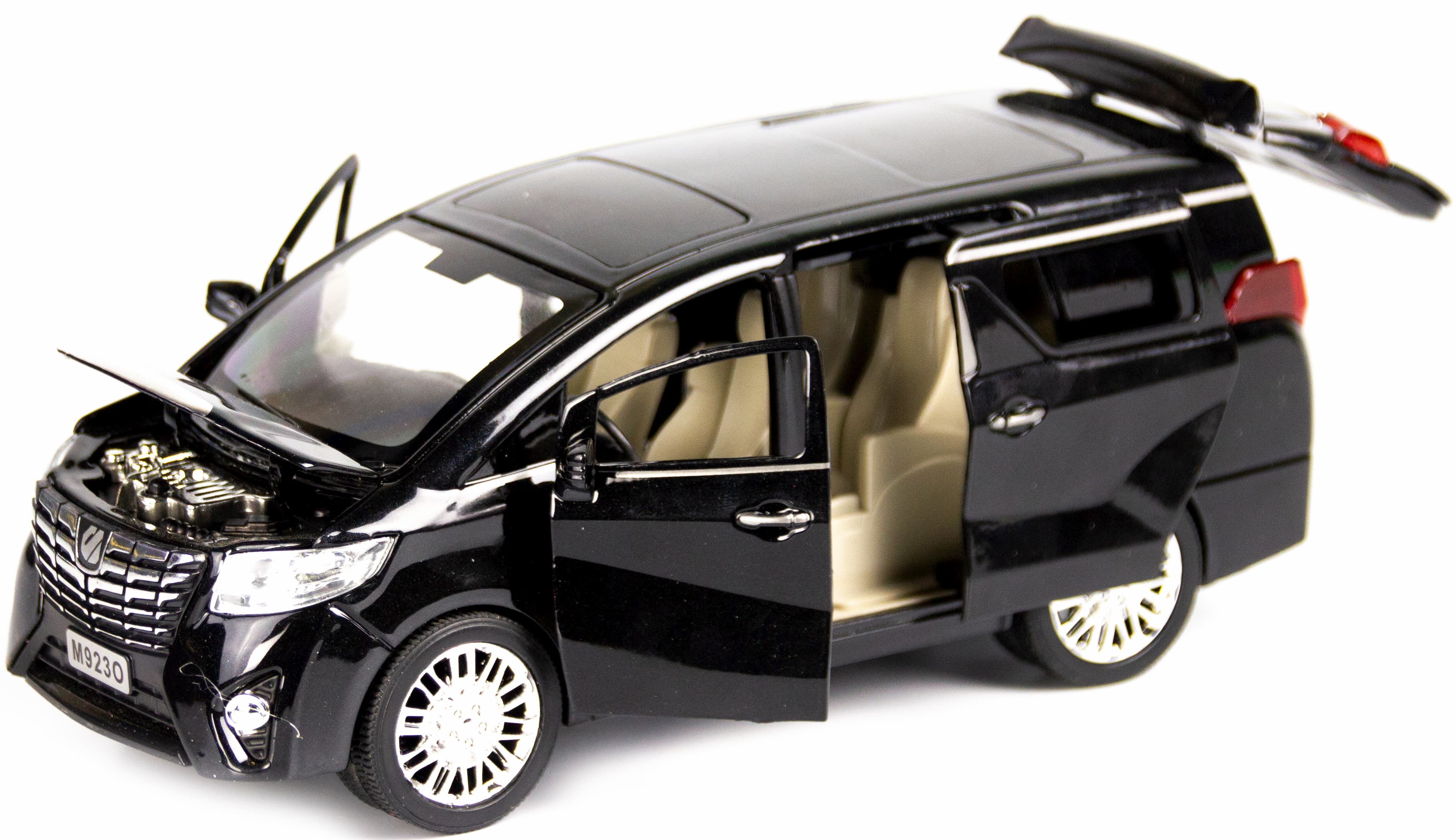 Металлическая машинка XLG 1:24 «Toyota Alphard» 20 см. M923O инерционная, свет, звук / Черный