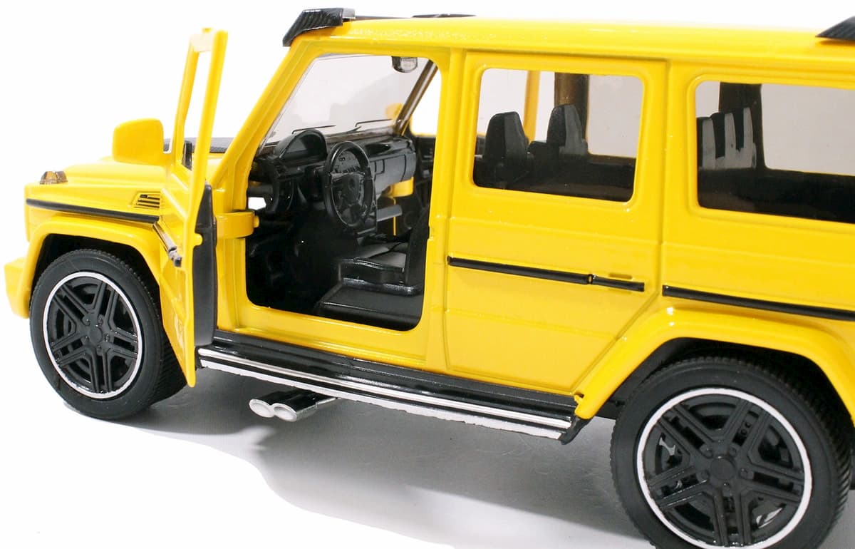 Машинка металлическая XLG 1:24 «Mercedes-Benz G-class Brabus» M923Z-1 19 см. инерционная, свет, звук в коробке / Желтый