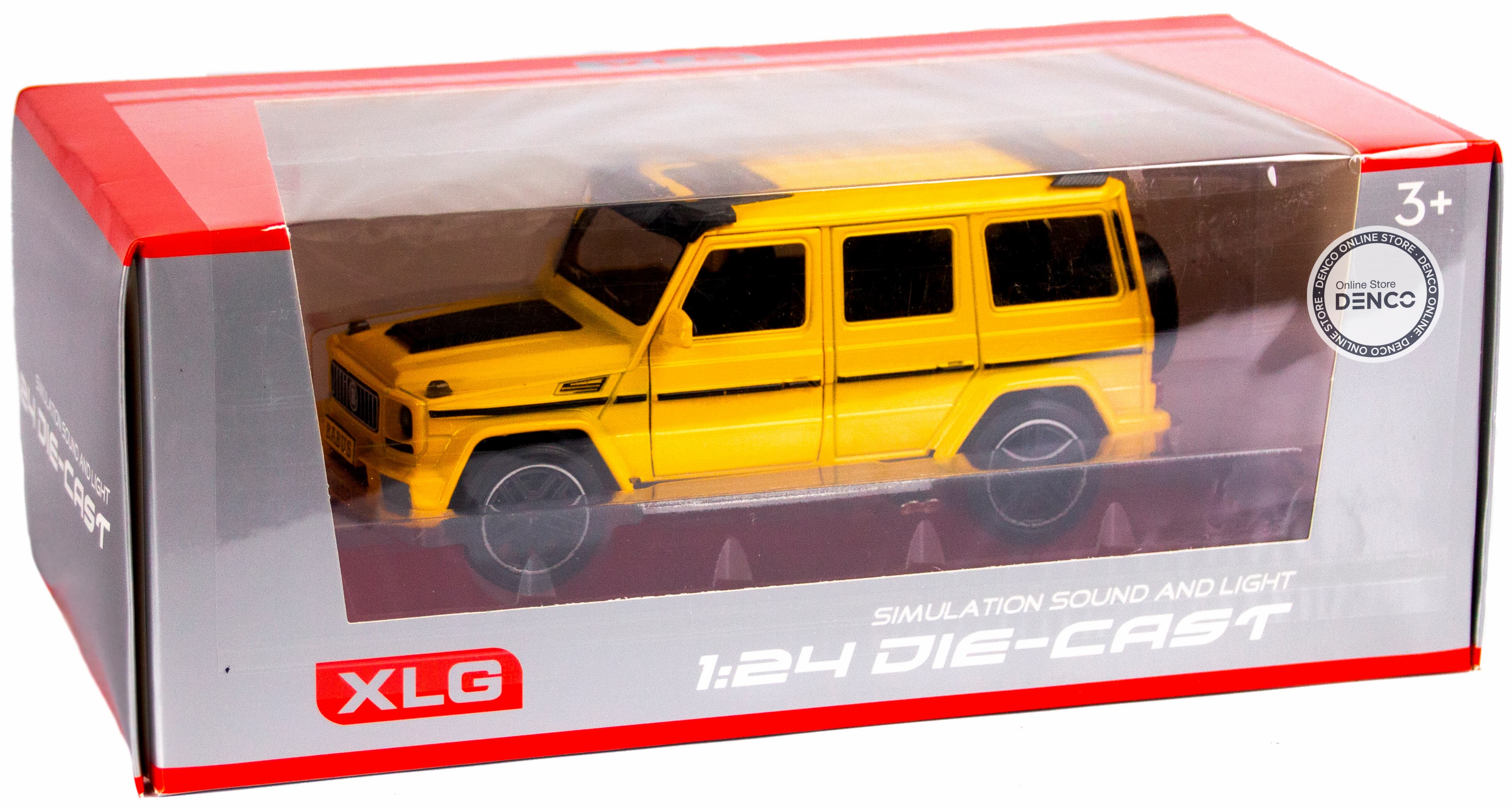 Машинка металлическая XLG 1:24 «Mercedes-Benz G-class Brabus» M923Z-1 19 см. инерционная, свет, звук в коробке / Желтый