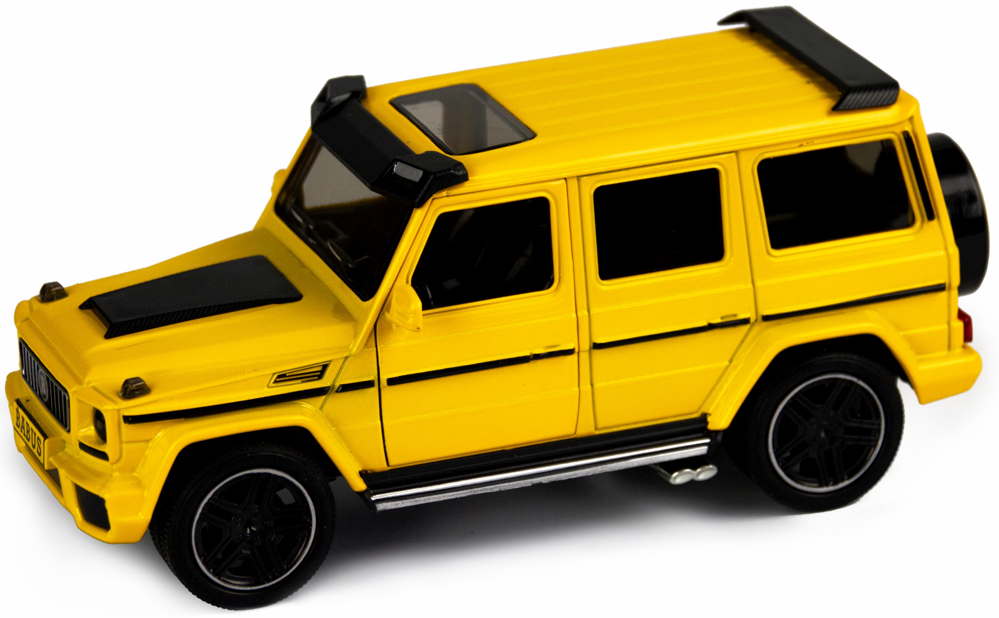 Машинка металлическая XLG 1:24 «Mercedes-Benz G-class Brabus» M923Z-1 19 см. инерционная, свет, звук в коробке / Желтый