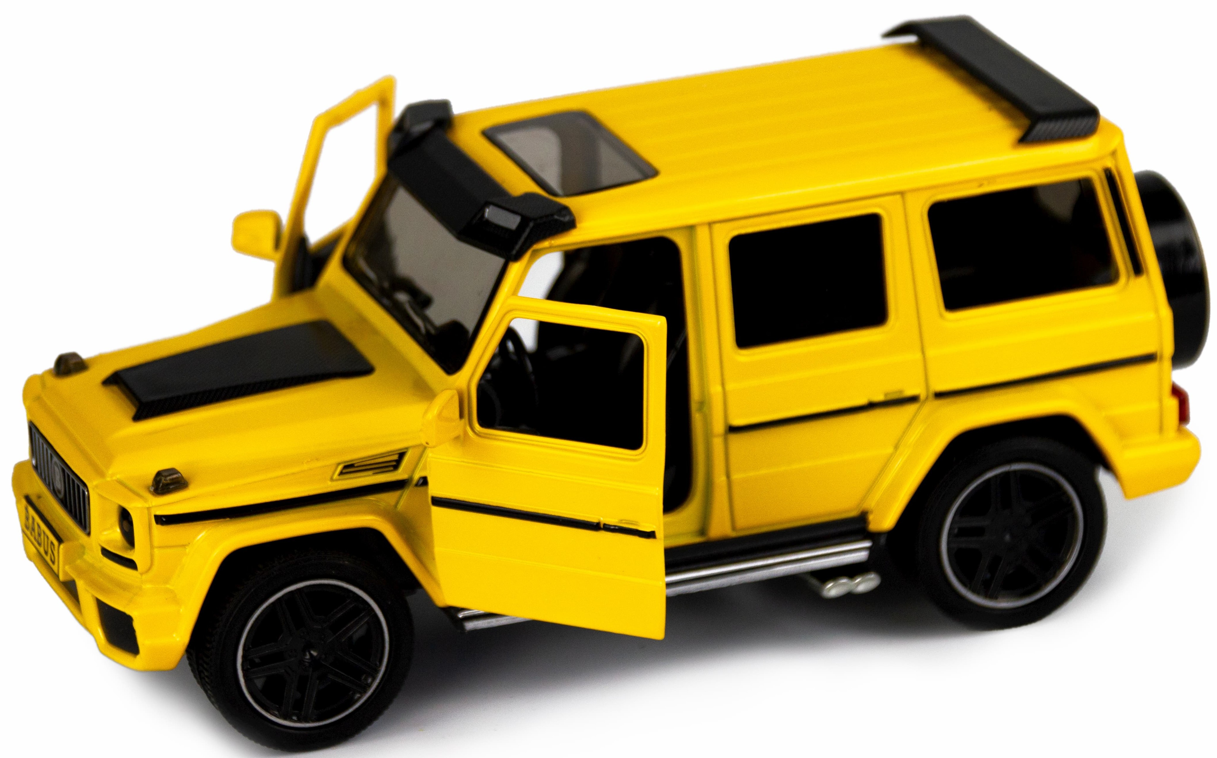 Машинка металлическая XLG 1:24 «Mercedes-Benz G-class Brabus» M923Z-1 19 см. инерционная, свет, звук в коробке / Желтый