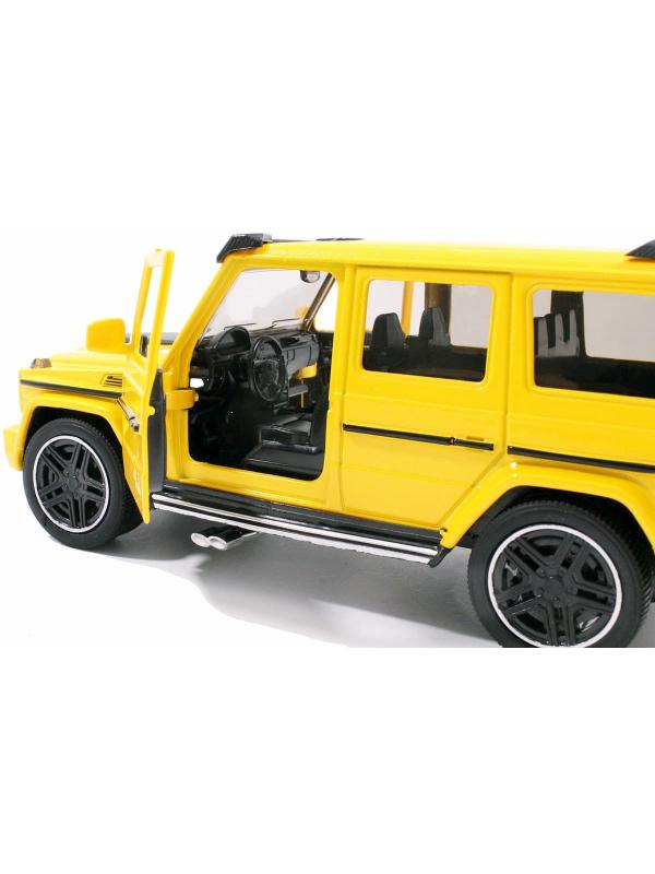 Машинка металлическая XLG 1:24 «Mercedes-Benz G-class Brabus» M923Z-1 19 см. инерционная, свет, звук в коробке / Желтый