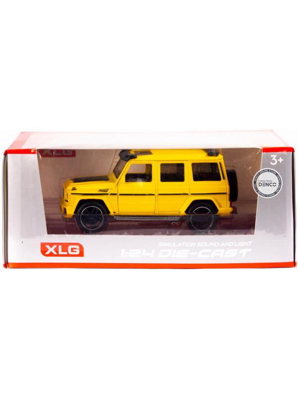 Машинка металлическая XLG 1:24 «Mercedes-Benz G-class Brabus» M923Z-1 19 см. инерционная, свет, звук в коробке / Желтый