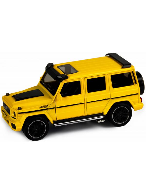 Машинка металлическая XLG 1:24 «Mercedes-Benz G-class Brabus» M923Z-1 19 см. инерционная, свет, звук в коробке / Желтый