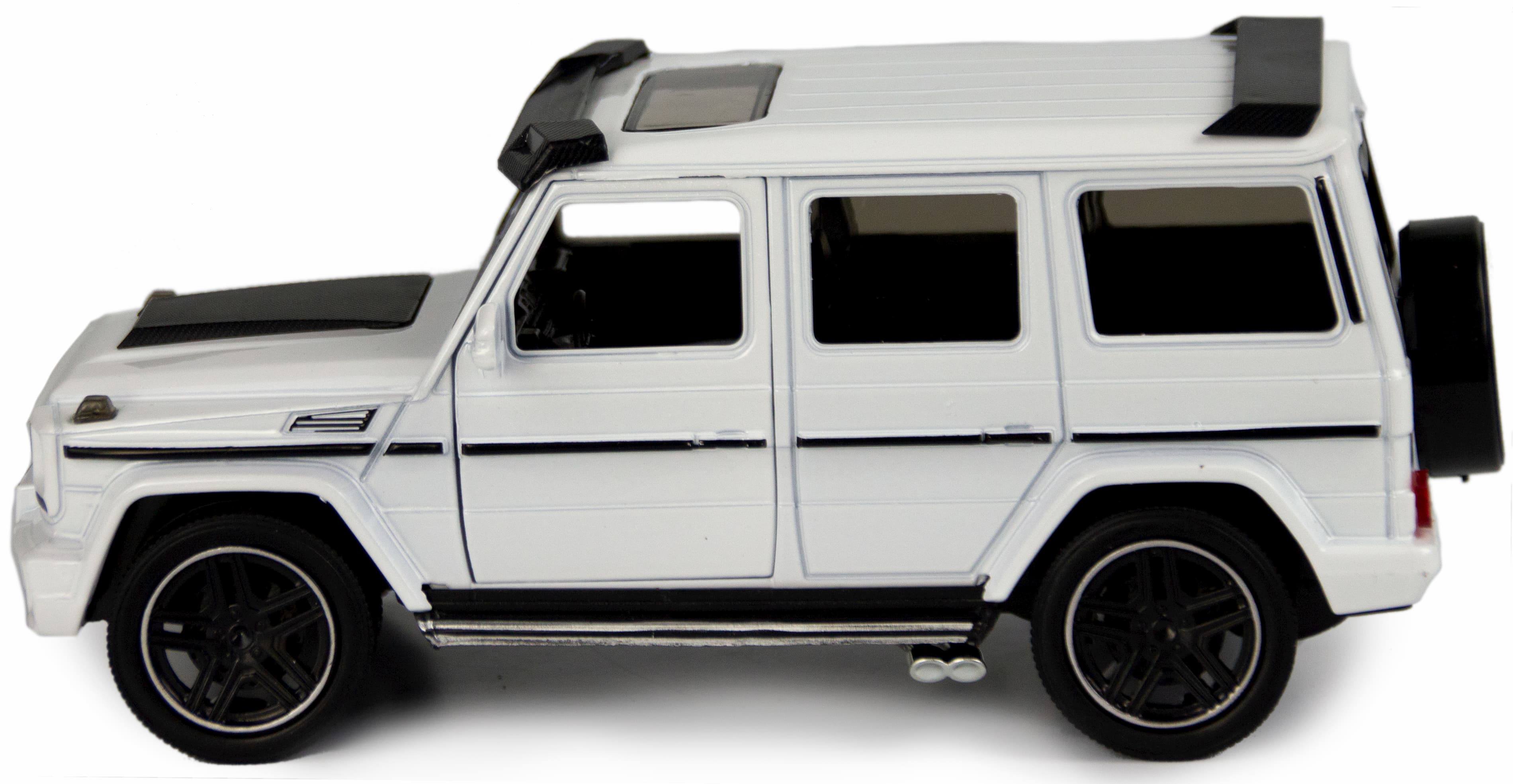 Машинка металлическая XLG 1:24 «Mercedes-Benz G-class Brabus» M923Z-1 19 см. инерционная, свет, звук в коробке / Белый