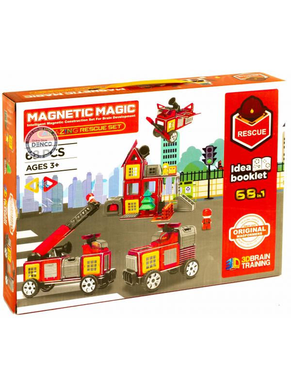 Конструктор магнитный Magical Magnet «Удивительная Пожарная» LQ659 / 68 деталей