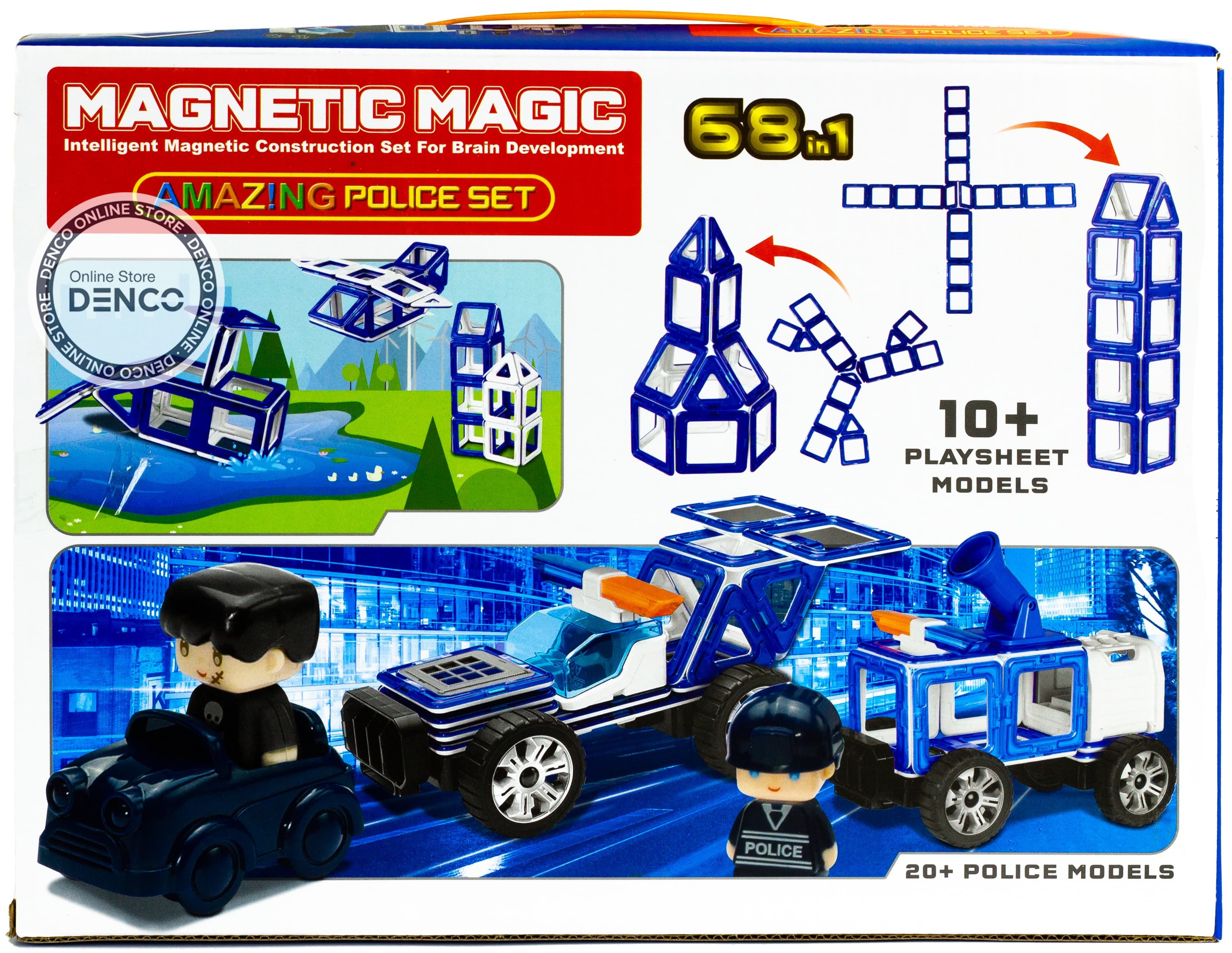 Конструктор магнитный Magical Magnet «Удивительная Полиция» LQ664 / 68 деталей