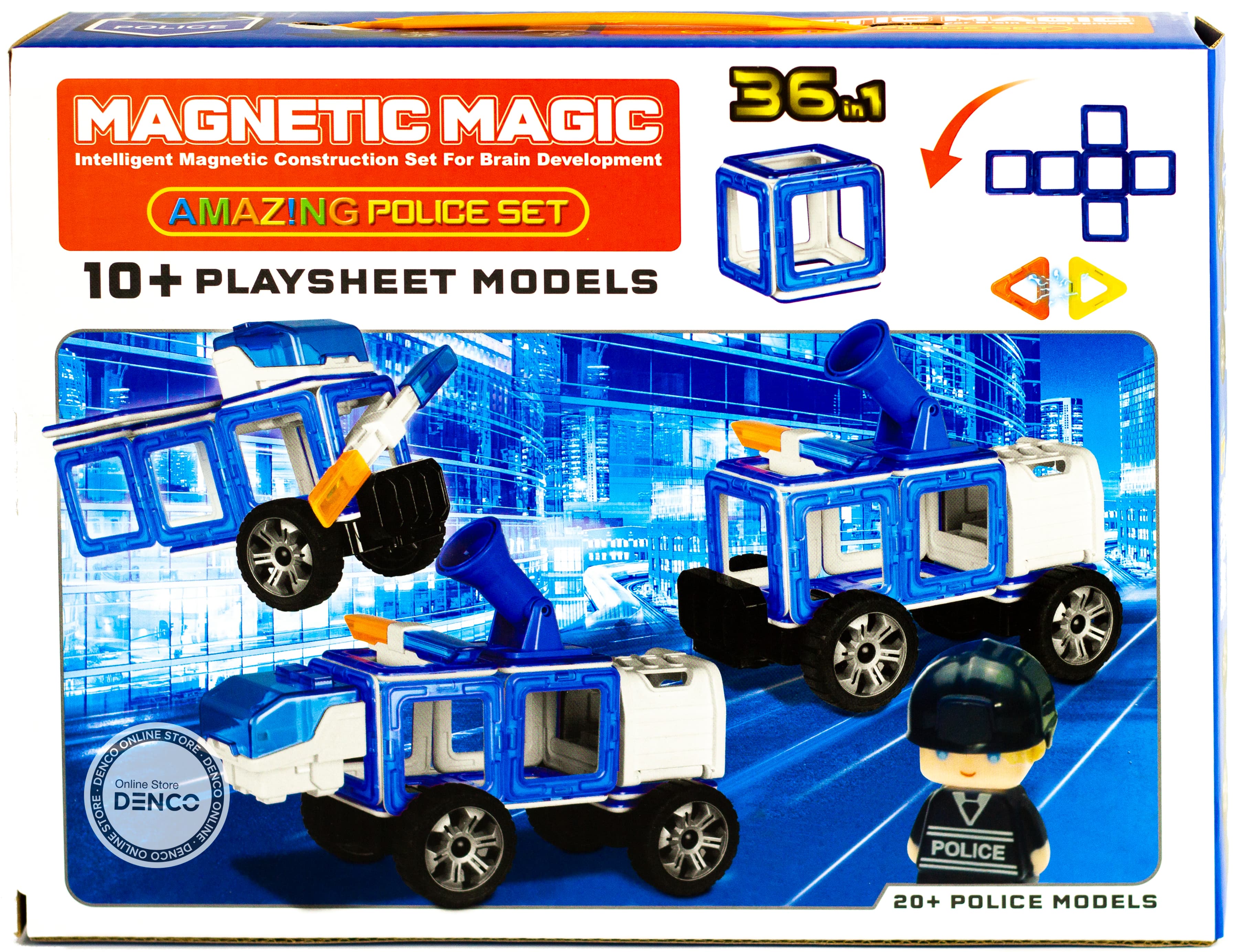Конструктор магнитный Magical Magnet «Удивительная Полиция» LQ662 / 36 деталей