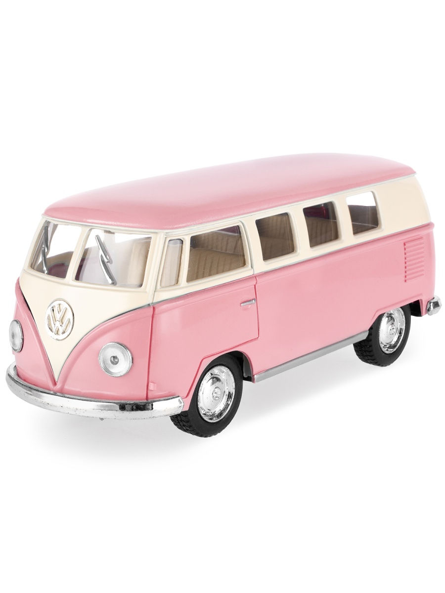 Металлическая машинка Kinsmart 1:32 «1962 Volkswagen Classical Bus (Пастельные цвета)» KT5060DY инерционная / Розовый