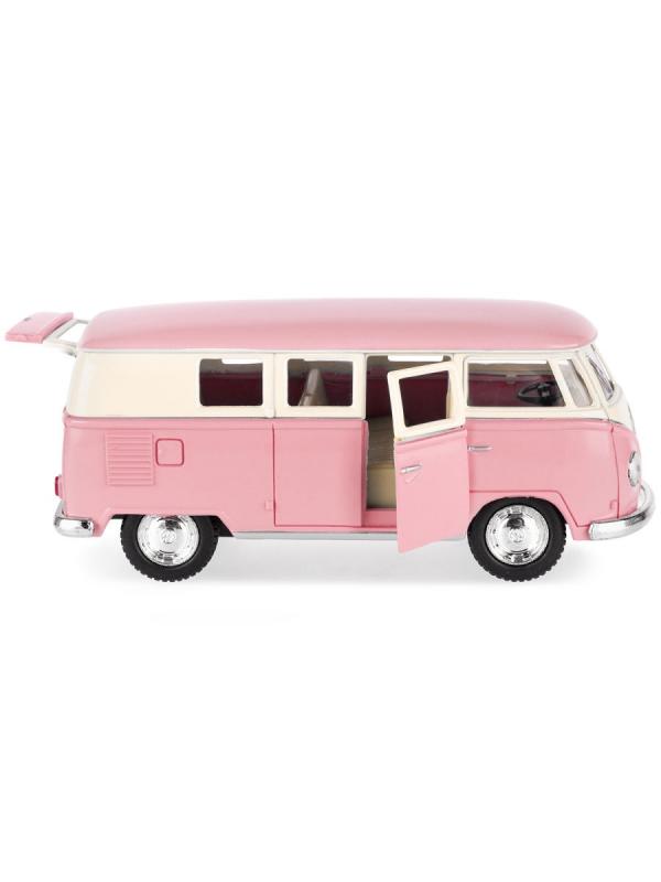 Металлическая машинка Kinsmart 1:32 «1962 Volkswagen Classical Bus (Пастельные цвета)» KT5060DY инерционная / Розовый