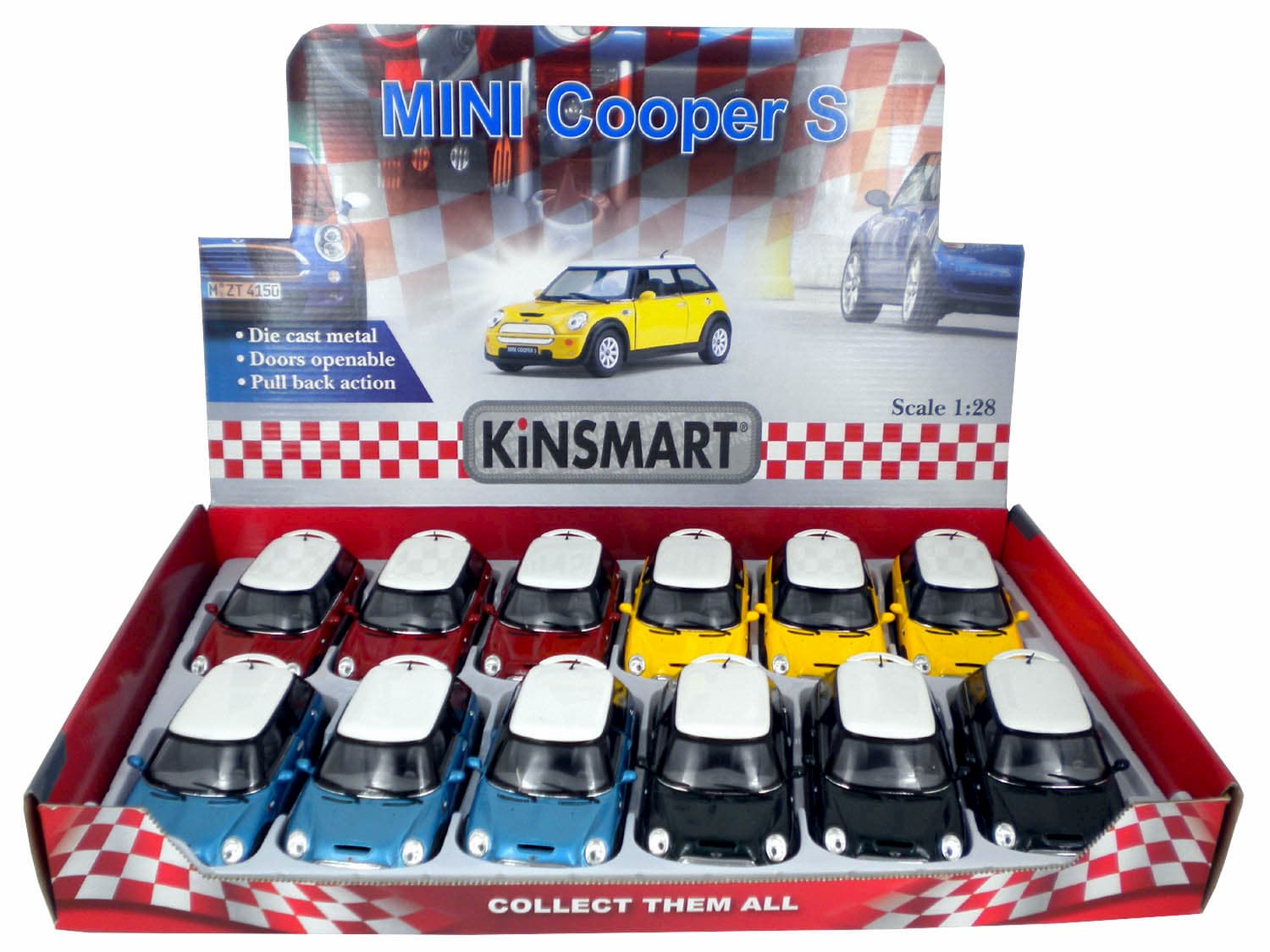 Металлическая машинка Kinsmart 1:28 «Mini Cooper S» KT5059D инерционная / Темно-зеленый