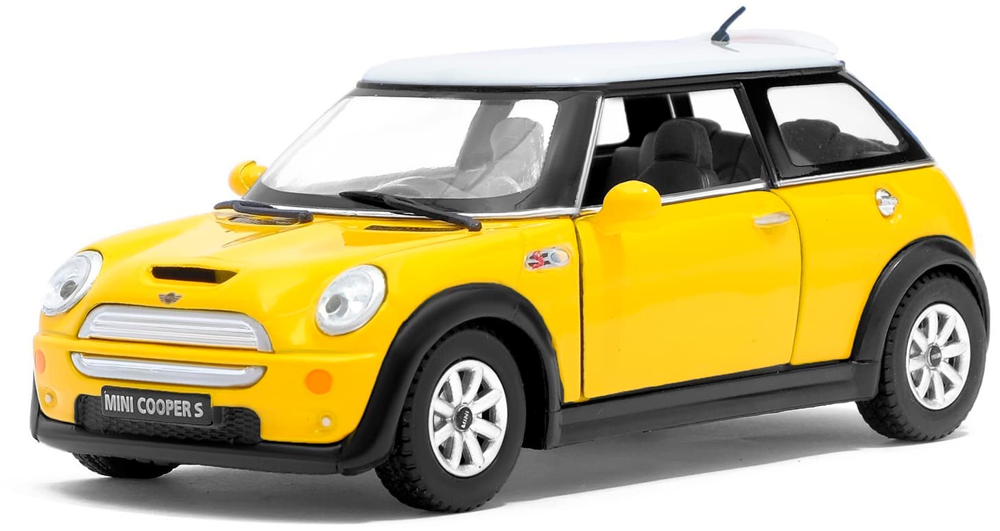 Металлическая машинка Kinsmart 1:28 «Mini Cooper S» KT5059D инерционная / Желтый