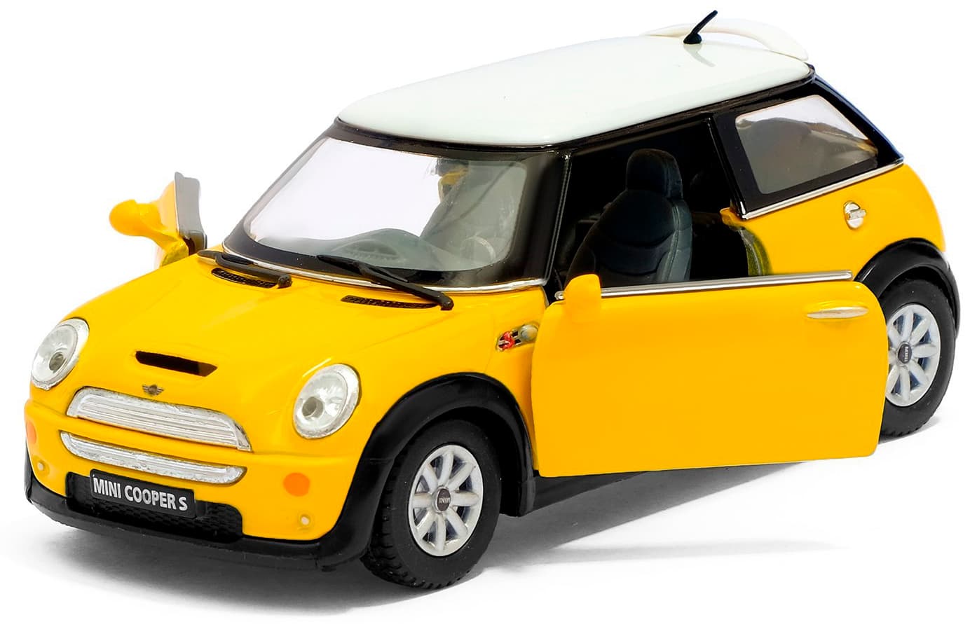 Металлическая машинка Kinsmart 1:28 «Mini Cooper S» KT5059D инерционная / Желтый