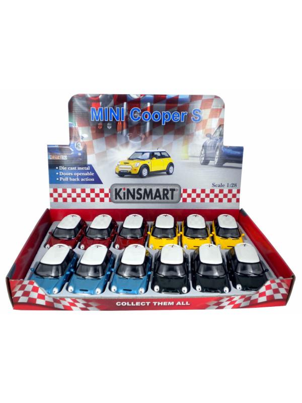 Металлическая машинка Kinsmart 1:28 «Mini Cooper S» KT5059D инерционная / Желтый