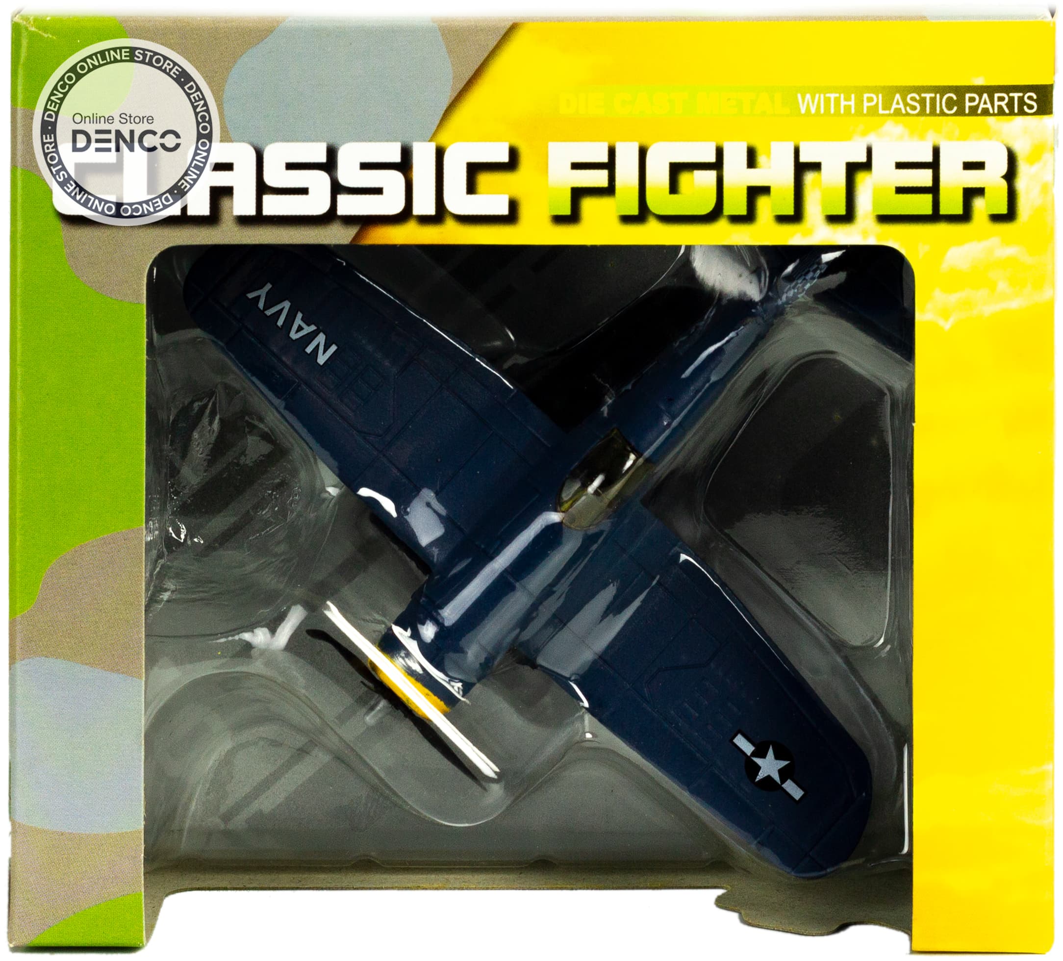Металлическая модель военного самолета-истребителя Classic Fighter 10 см. F8211012B, винтовой, на подставке / Микс