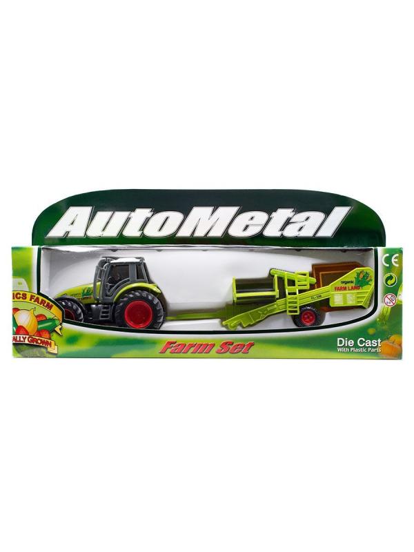 Металлическая машинка Auto Metal «Трактор с прицепом» РТ-407 / Микс