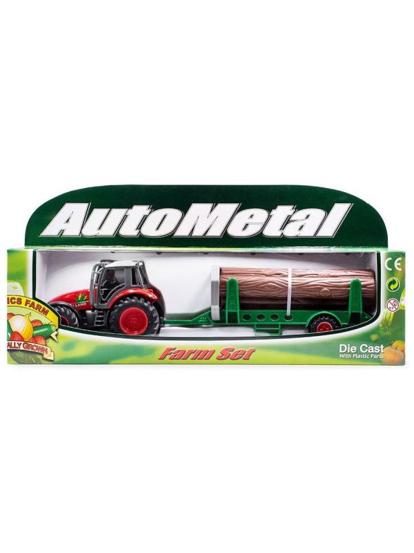 Металлическая машинка Auto Metal «Трактор с прицепом» РТ-407 / Микс