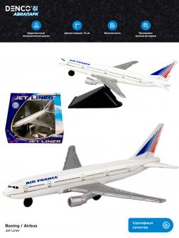Металлическая модель самолета Jet Liner «Boeing / Airbus Air France» 13 см. 8511312B  / Бело-синий