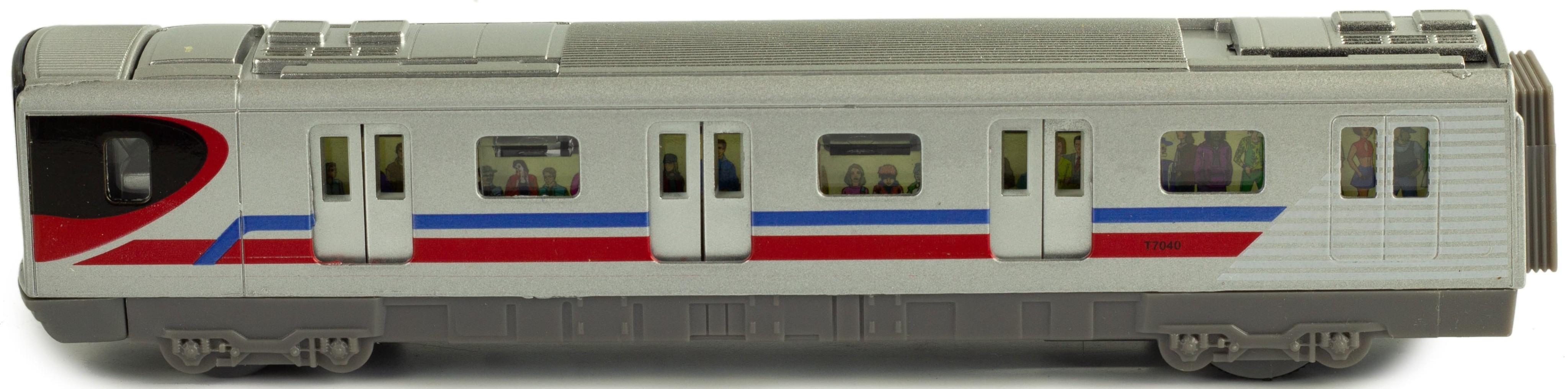 Металлические вагоны Метро 1:43 Sonic City Subway 7040, 18 см. (открываются двери, звук, свет) / Микс