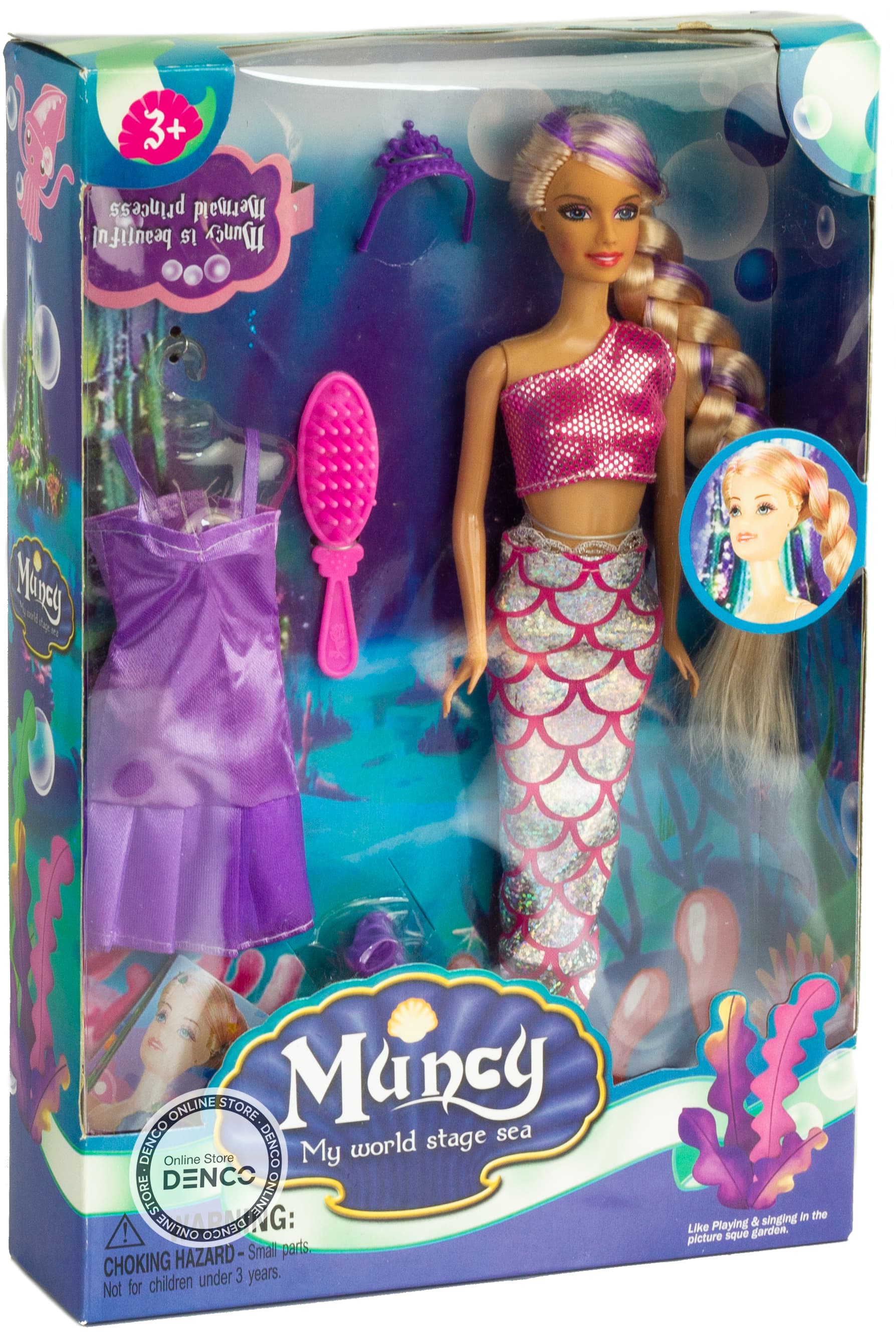 Кукла русалочка «Muncy» с аксессуарами, 6005 / Розовая