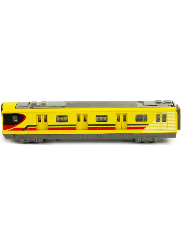 Металлические вагоны Метро 1:43 Sonic City Subway 7040, 18 см. (открываются двери, звук, свет) / Желтый
