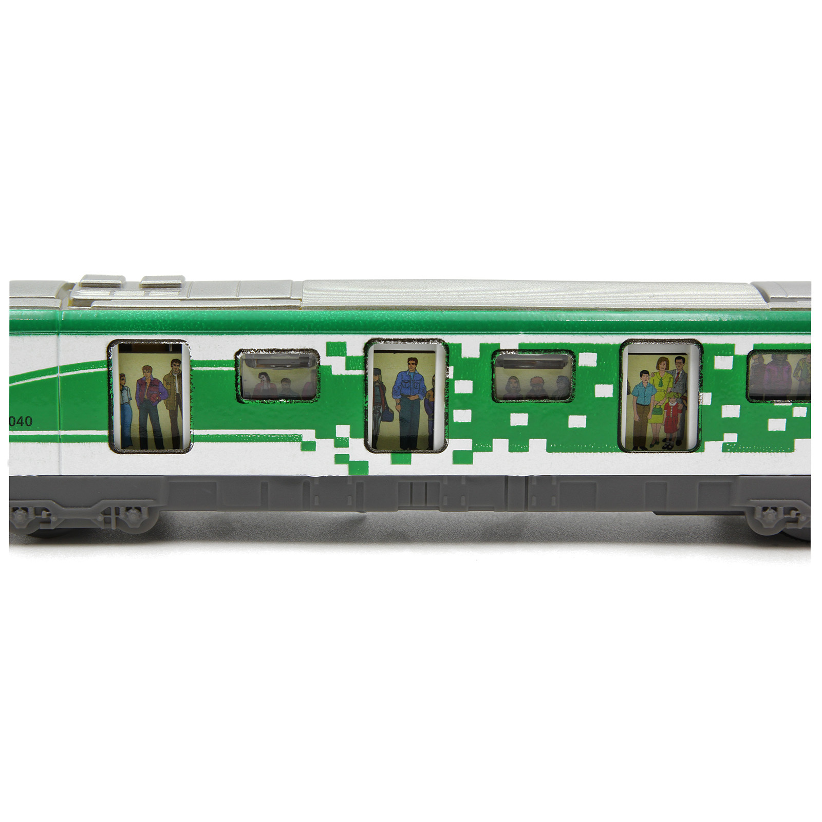 Металлические вагоны Метро 1:43 Sonic City Subway 7040, 18 см. (открываются двери, звук, свет) / Зеленый