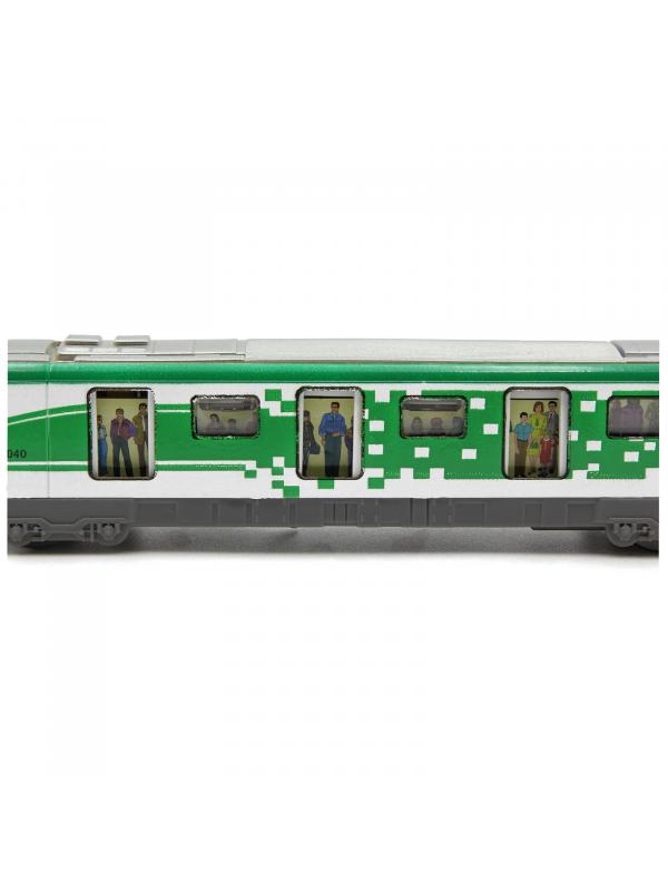 Металлические вагоны Метро 1:43 Sonic City Subway 7040, 18 см. (открываются двери, звук, свет) / Зеленый