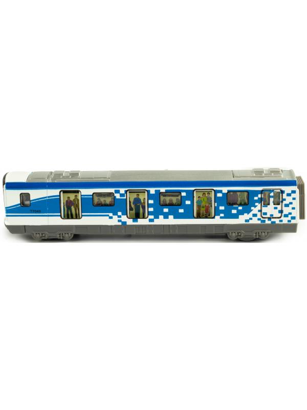 Металлические вагоны Метро 1:43 Sonic City Subway 7040, 18 см. (открываются двери, звук, свет) / Синий