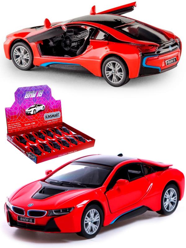 Металлическая машинка Kinsmart 1:36 «BMW i8» KT5379DA инерционная / Красный