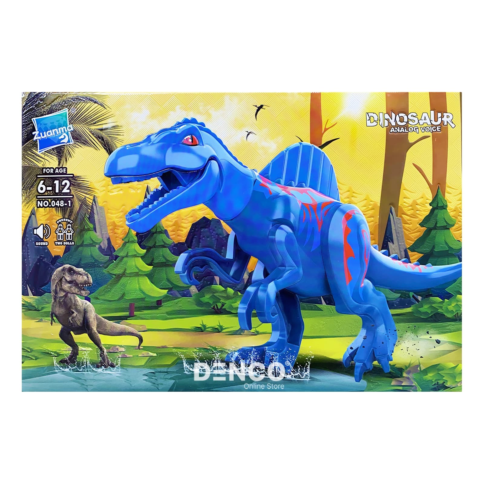 Набор Zuanma 2 фигурки с синим Спинозавром со звуком (Jurassic World 048-1)