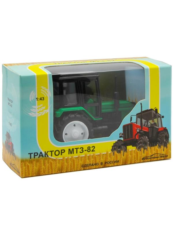 Пластмассовый трактор Мир Отечественных Моделей 1:43 «МТЗ-82 (Беларус)» 160054 / Зеленый с черной кабиной