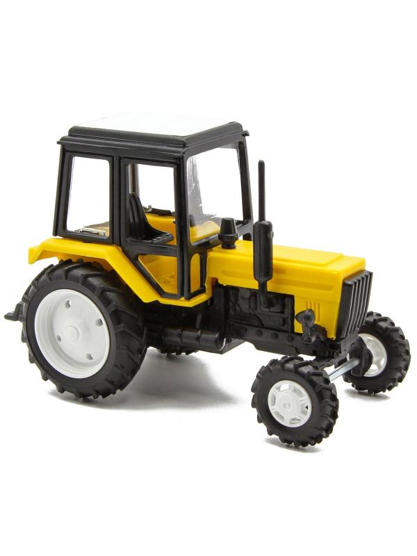 Пластмассовый трактор Мир Отечественных Моделей 1:43 «МТЗ-82 (Беларус)» 160053 / Желтый с черной кабиной