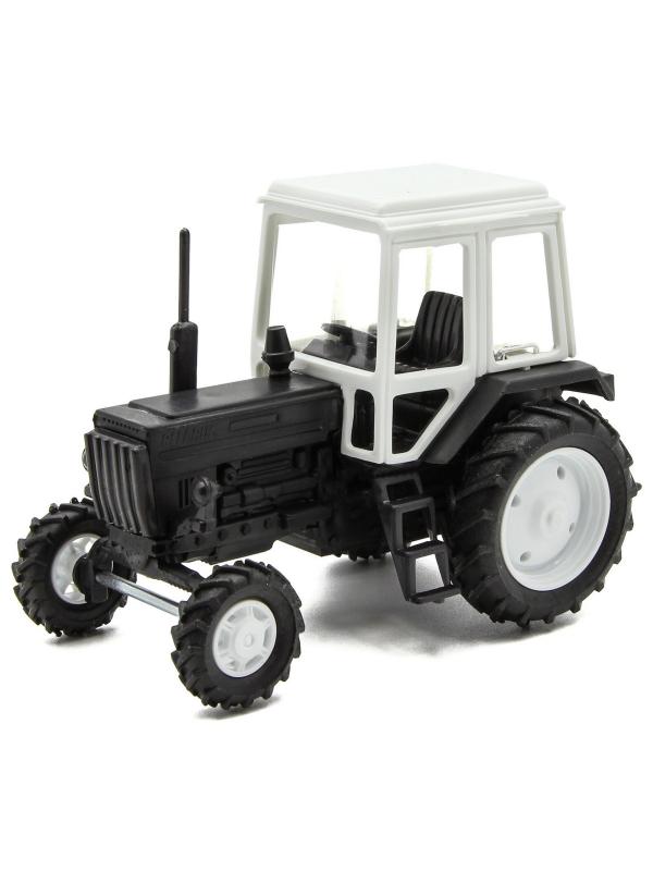 Пластмассовый трактор Мир Отечественных Моделей 1:43 «МТЗ-82 (Беларус)» 160007 / Черный с белой кабиной